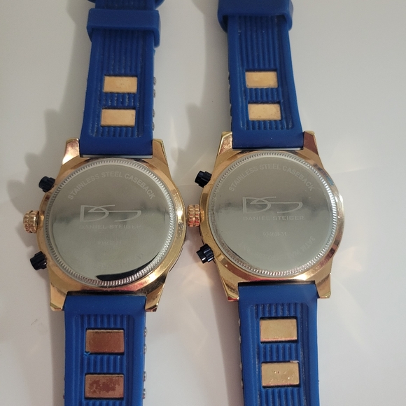 Lot of 2 Daniel steiger renegade rose gold & blue chronograph watch 9346BM PARTS - Picture 10 of 12